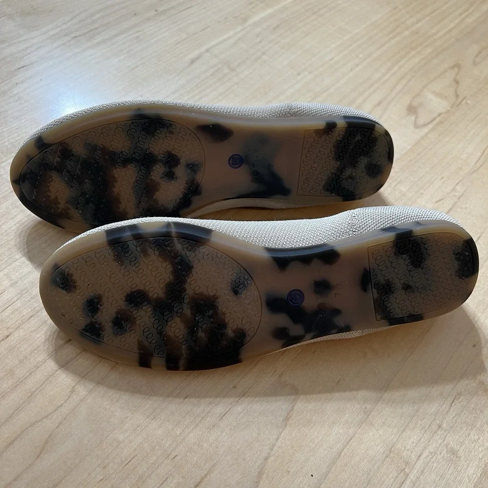 Rothy's The Flat Flax Birdseye Ballet Flats Oatmeal Cream Tan Women's 7.5